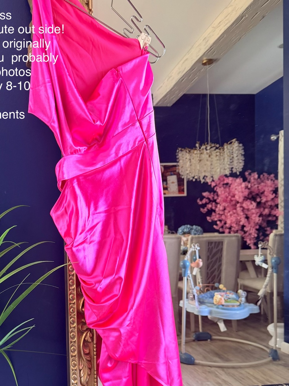 Hello Molly Hot Pink One-Shoulder Satin Draped Gown